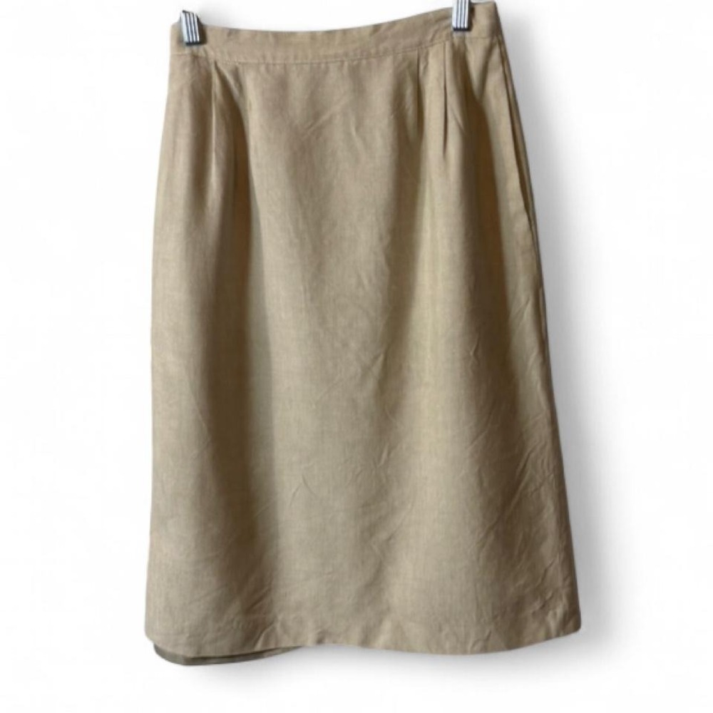 Vintage 90s Amanda Smith Petites‎ Beige Midi Pencil Skirt, Women's Size 8